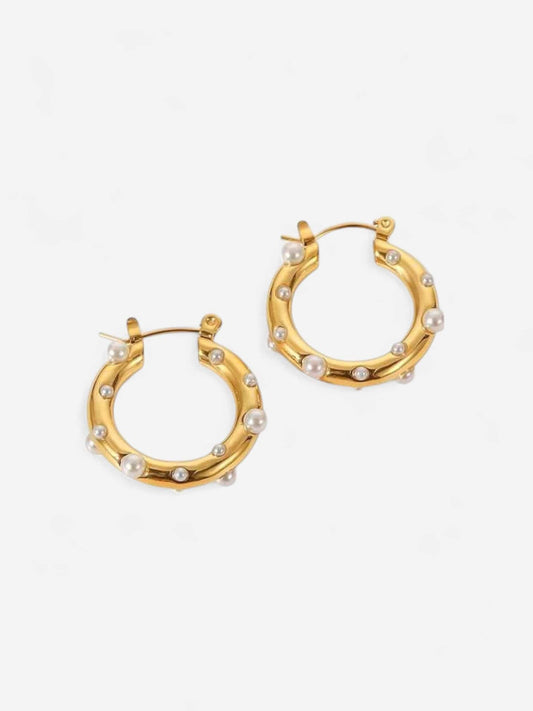 ÉTOILE PEARL | PENDIENTES DE ARO CON PERLAS NATURALES Y BRILLO DE CIRCONITAS